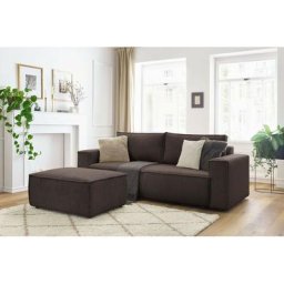 Canapé droit convertible Bobochic Canapé droit convertible coffre nihad velours côtelé avec pouf