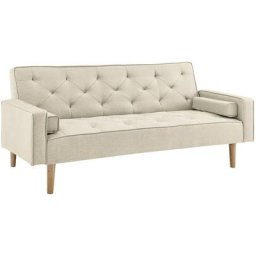 Canapé clic clac en tissu beige avec pieds en bois jakarta - beige
