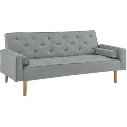 Canapé clic clac en tissu gris clair avec pieds en bois jakarta - gris clair