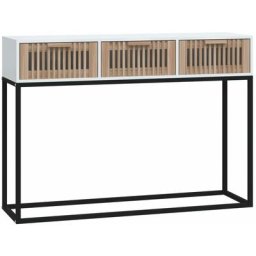 Table console blanc 105x30x75 cm bois d'ingénierie et fer Vidaxl White
