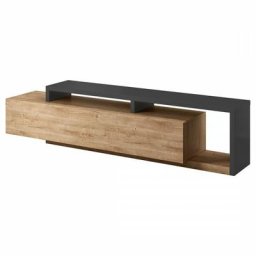 Meuble TV 220cm collection BERGAME. Coloris chêne et gris anthracite. - Gris