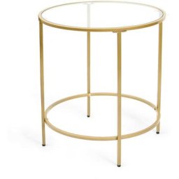 Table basse ronde en verre et métal olive - doré