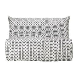 Comfort Bultex Banquette bz 3 places - Tissu noir et blanc - Made in France - l 142 x p 101 cm