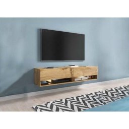 Deco In Paris - Meuble tv suspendu 2 portes 2 niches en chêne romane xl - 140 cm - bois clair