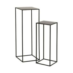 J-line - Set de 2 tables gigognes carree metal noir