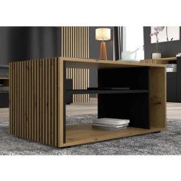 Tables Basses Bobochic xs - Table basse avec niches batignolles Chêne et noir - Marron foncé
