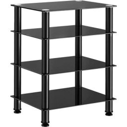 Fitueyes - Meuble HiFi à 4 Etagères en Verre Trempé et Aluminium Meuble Audio/Vidéo Capacité de
