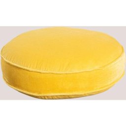 Pouf rond en velours Tolbo Sklum Jaune Fresia - Jaune Fresia