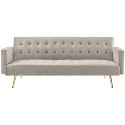 Canapé clic clac en tissu beige avec pieds en métal doré chicago - beige