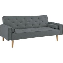Canapé clic clac en tissu gris foncé avec pieds en bois jakarta - gris foncé