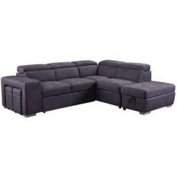 Canapé d'angle convertible en tissu gris davon - angle droit - gris