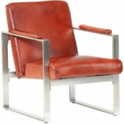 Vidaxl - Fauteuil tube Marron 60x73x77 cm Cuir véritable Marron