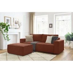 Canapé droit convertible Bobochic Canapé droit convertible coffre nihad velours côtelé avec pouf
