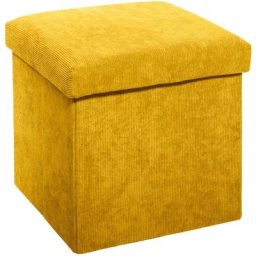 Pouf Pliable en Velours Côtelé Ocre Atmosphera créateur d'intérieur - Ocre