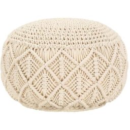 Pouf fait à la main en macramé 45 x 30 cm Coton Vidaxl White
