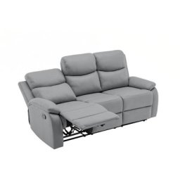 Canapé relax gris foncé 3 places JACOB - bois foncé