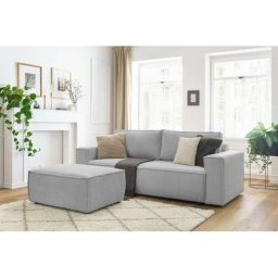 Canapé droit convertible Bobochic Canapé droit convertible coffre nihad velours côtelé avec pouf