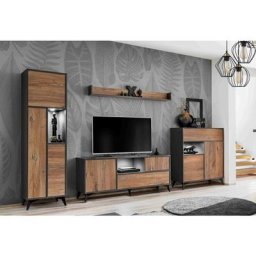 Venice Ensemble télé 3 Meubles de salon avec 1 Étagère murale led Design moderne Rangement pratique
