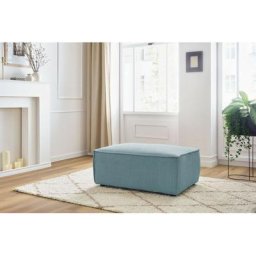Pouf BOBOCHIC - Pouf compact NIHAD velours côtelé Bleu clair - Bleu clair