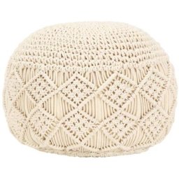 Pouf fait à la main en macramé 45 x 30 cm Coton Vidaxl White