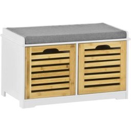 Banc de Rangement avec coussin rembourré et 2 cubes, Meuble d'Entrée Commode à Chaussure Banquette