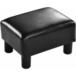 Tabouret Pouf Assis Tabouret Repose-Pieds Cube Siège pu avec Pieds 403024 cm Noir - Costway
