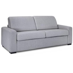 Canapé convertible 3 places louna luxe en tissu gris ouverture express matelas 18 cm - gris