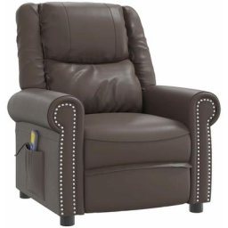Fauteuil de massage inclinable Marron Similicuir brillant Vidaxl Marron