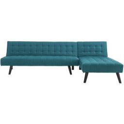 Canapé d'angle convertible 4 places en tissu bleu canard tim - Bleu canard