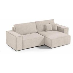 Martina mini - Canapé d'angle convertible et réversible avec coffre en velours côtelé beige - Beige