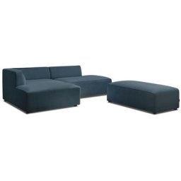 Canapé modulable BOBOCHIC - Canapé d'angle fixe modulable MEGEVE tissu lisse avec pouf Angle gauche