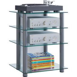 Bilus Meubles tv, Hifi, argenté, verre clair. - Argent