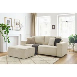 Canapé droit convertible Bobochic Canapé droit convertible coffre nihad velours côtelé avec pouf