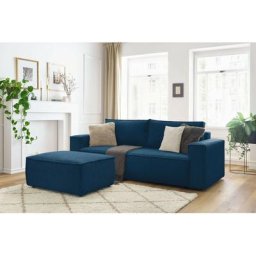 Canapé droit convertible Bobochic Canapé droit convertible coffre nihad velours côtelé avec pouf