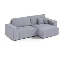 Canapé d'angle convertible et réversible avec coffre en velours cotelé gris jade mini - gris