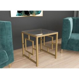 Table basse design en verre noir et métal doré carrée pablo - doré