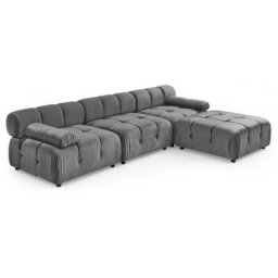 Canapé d'angle réversible en velours gris bulma - gris velours
