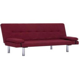 Vidaxl - Canapé-lit avec deux oreillers Rouge bordeaux Polyester Wine red