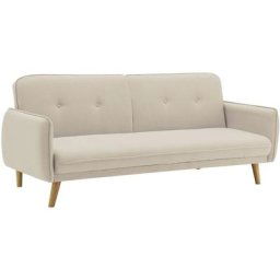 Canapé clic clac en tissu beige avec pieds en bois natal - beige