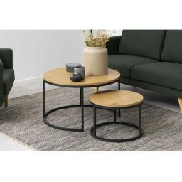 Tables Basses Bobochic xs - Lot de 2 tables basses gigognes romuald chêne et noir - Marron clair