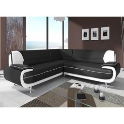 Canapé d'angle noir et blanc marita xl - noir blanc