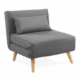 Fauteuil convertible en tissu gris tonka - gris