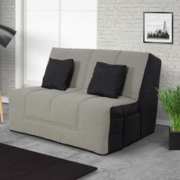 Banquette bz los angeles 160x200, matelas Dunlopillo, coton gris - argent