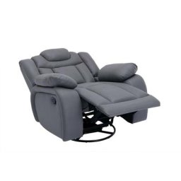 Fauteuil relax pivotant en simili cuir gris harring - gris