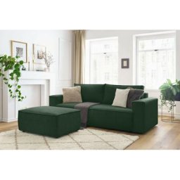 Canapé droit convertible Bobochic Canapé droit convertible coffre nihad velours côtelé avec pouf