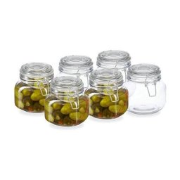 Olhetc - Bocal en Verre en Set de 6, 750 ml, Couvercle, Fermeture mécanique, pour Conservation &