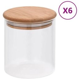 Pots de conservation en verre couvercle en bambou 6 pcs 600 ml