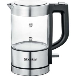 3472 Bouilloire sans fil, protection contre la surchauffe acier inoxydable (brossé), noir - Severin