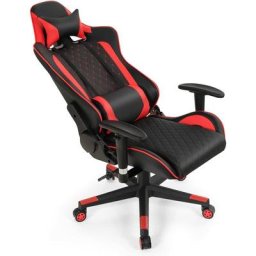 Chaise Gaming de Bascule, Siège Gamer Pivotante Ergonomique, Fauteuil de Bureau Réglable en Hauteur