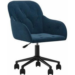Chaise pivotante de bureau Bleu Velours Vidaxl Bleu